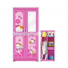 Wardrobe 2 Doors - ACTIV Happy Kitty LP 202 / Pink - Line Pink